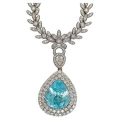 Collana con tormalina Paraíba naturale verde-blu neon vivace da 25,81 ct, oro 18 carati, certificata GIA