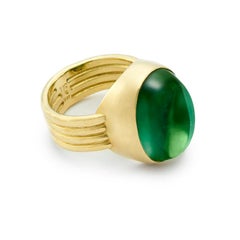 Susan Lister Locke 25.82ct Green Tourmaline Four Band Ring in Hammered 18K Gold