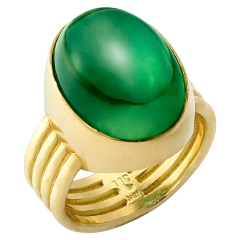 Susan Lister Locke 25.82ct Green Tourmaline Four Band Ring in Hammered 18K Gold For Sale