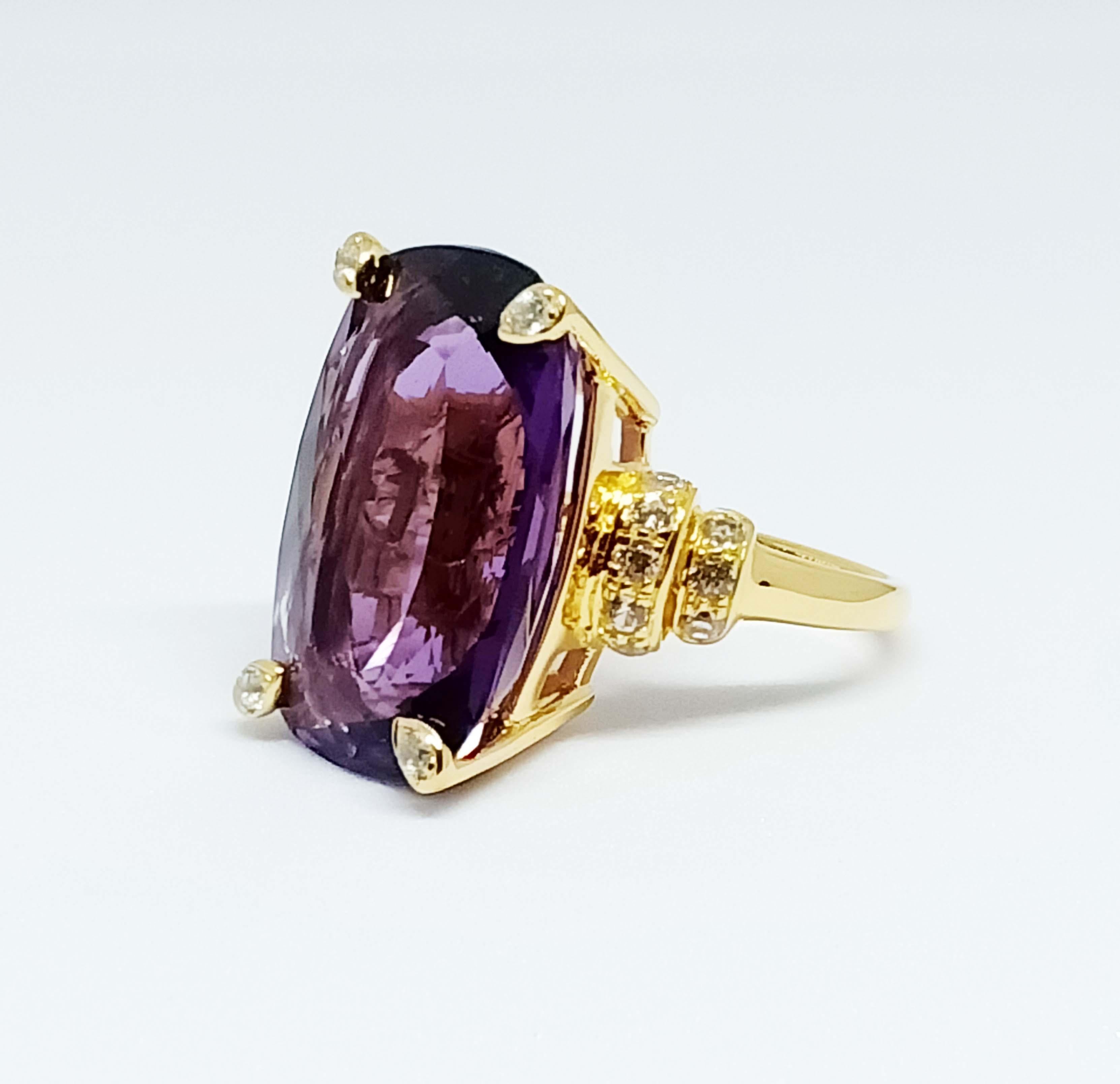 Art Deco 25.82cts. Big Amethyst Silver on 18K Gold plated  For Sale