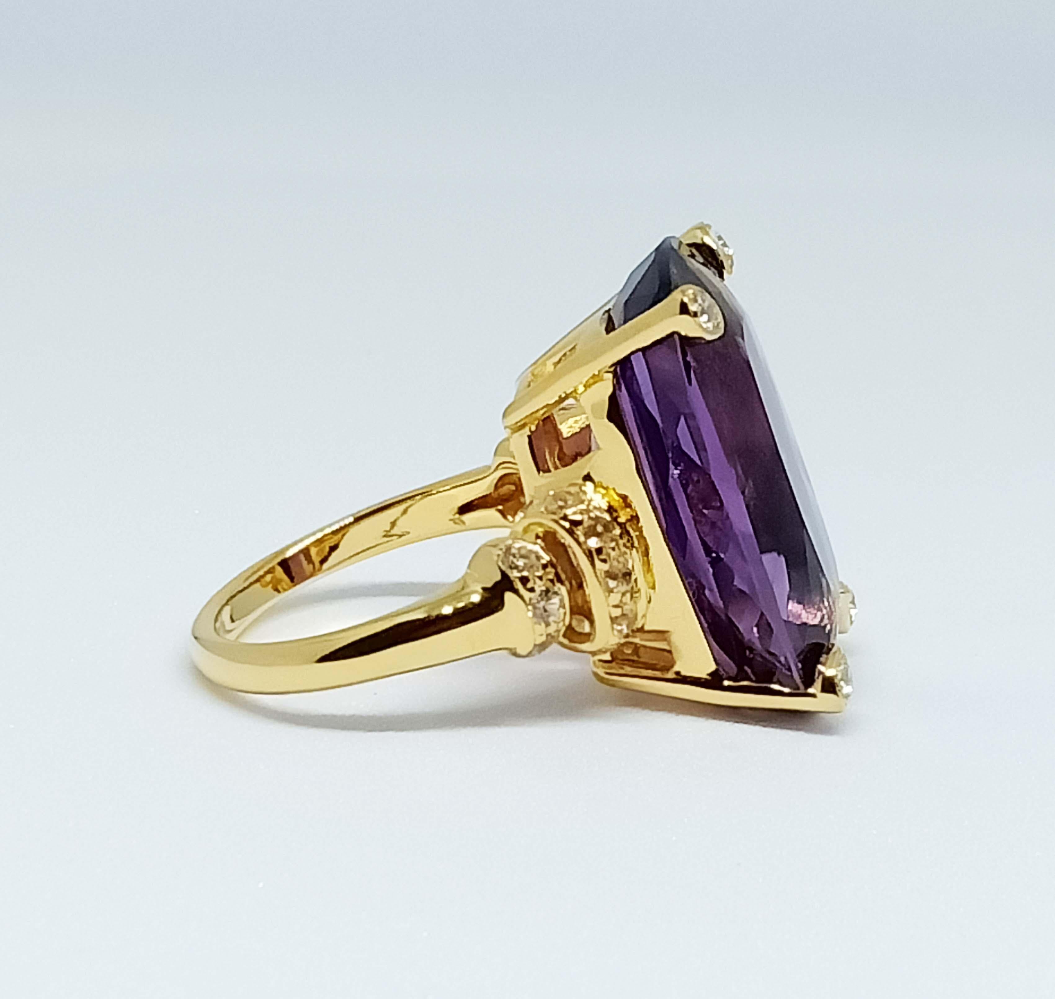 Women's 25.82cts. Big Amethyst Silver on 18K Gold plated  For Sale