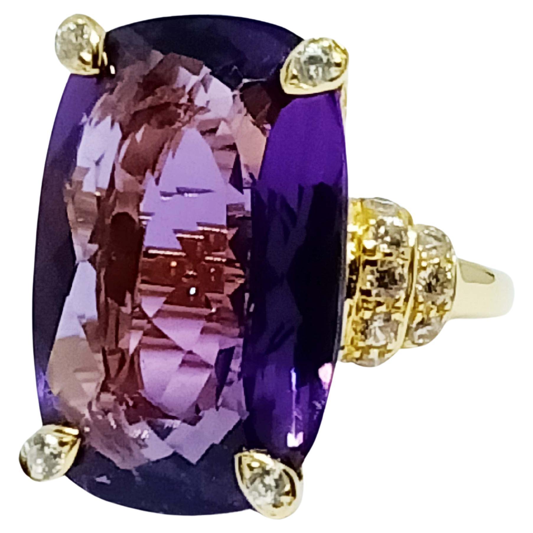 25.82cts. Big Amethyst Silver on 18K Gold plated  For Sale