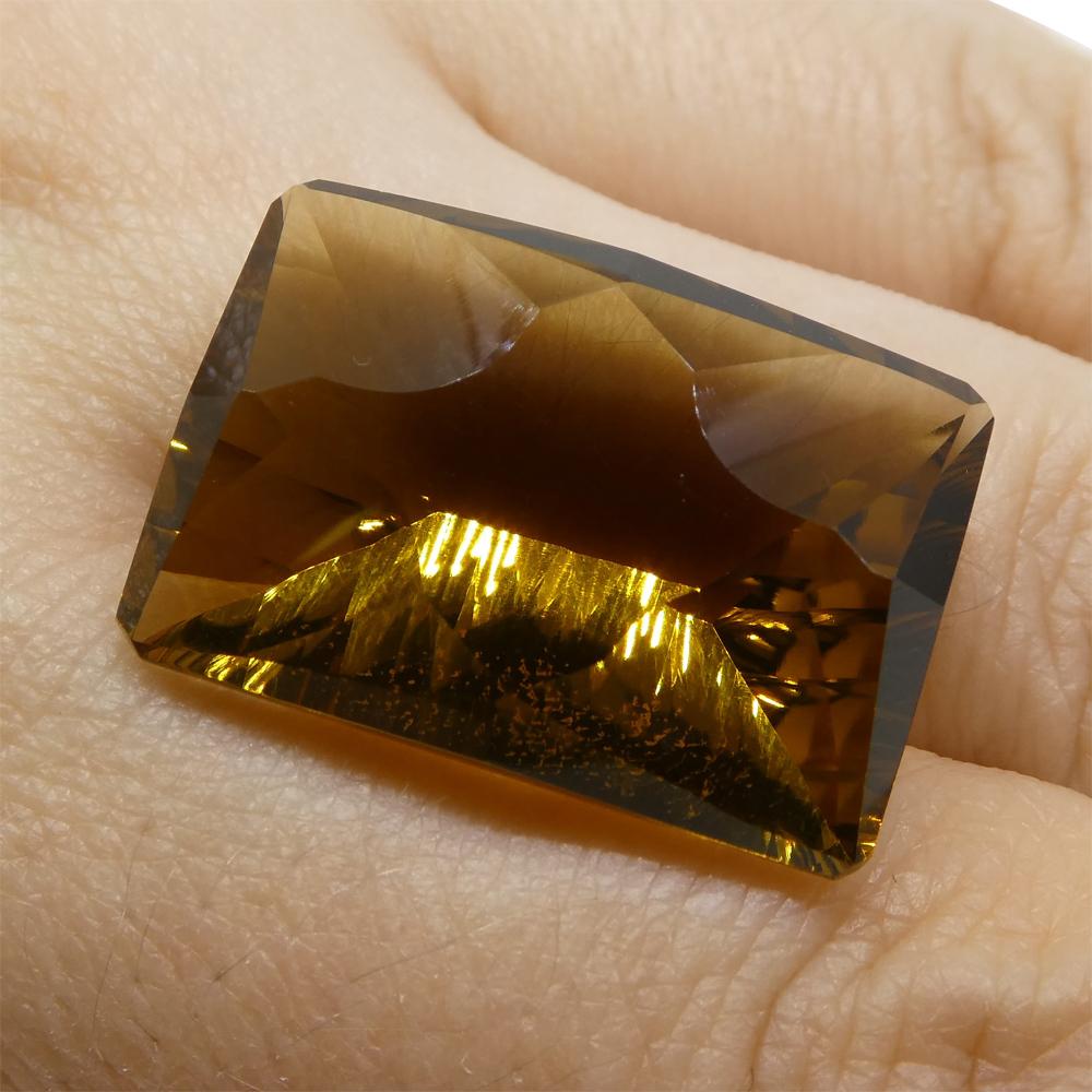 Description:

Gem Type: Citrine
Number of Stones: 1
Weight: 25.83 cts
Measurements: 23x15.50x10 mm
Shape: Emerald Cut
Cutting Style: Fantasy Cut
Cutting Style Crown: Modified Brilliant
Cutting Style Pavilion: Mixed Cut
Transparency: