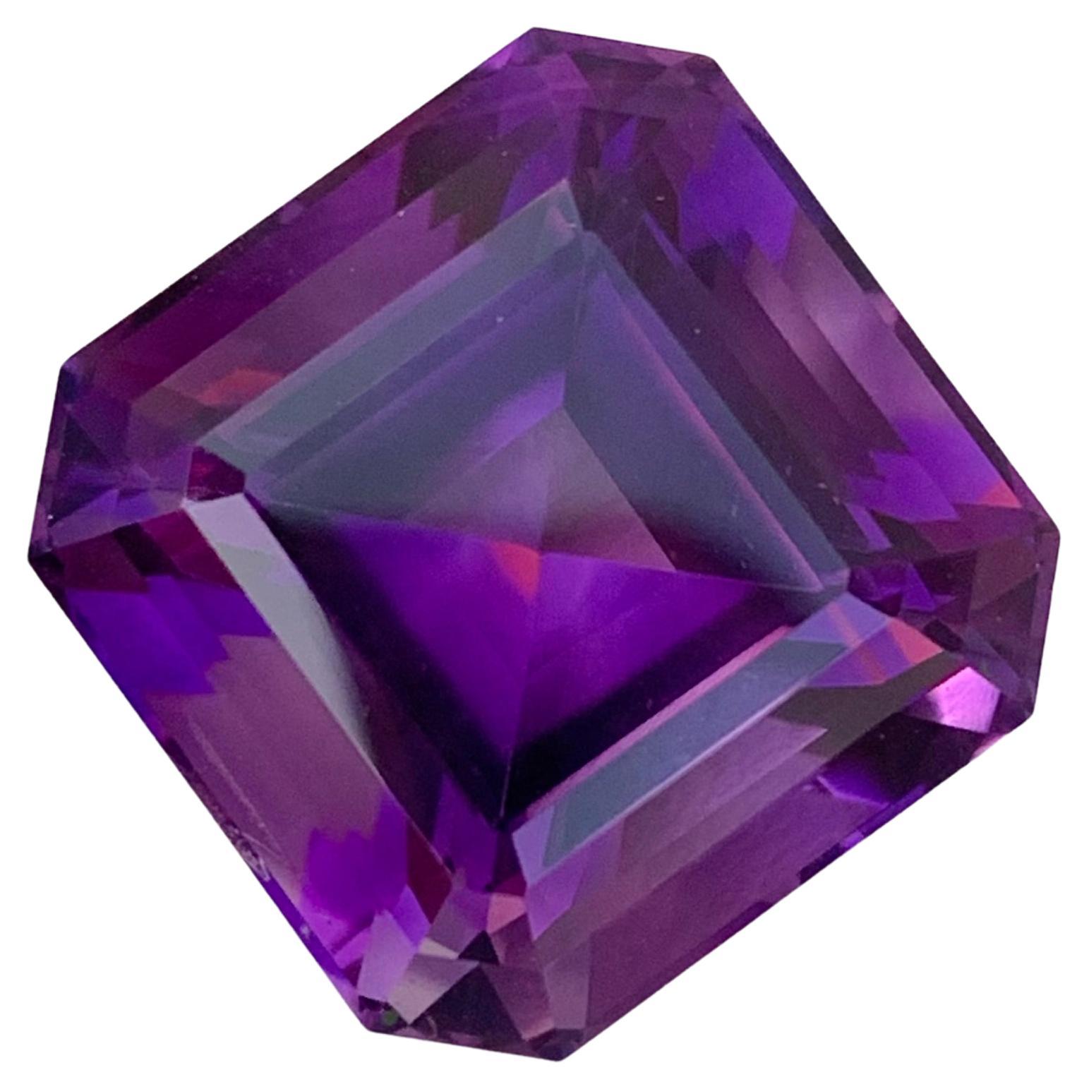 25.85 Carat Natural Loose Dark Purple Amethyst Perfect Square Shape Gemstone 