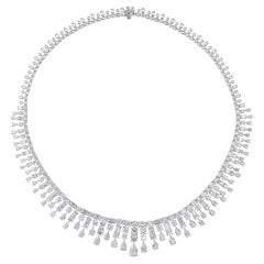25.89 CTW Genuine SI/H Diamond Choker Necklace 14k White Gold Fine Jewelry