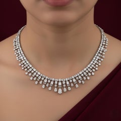 25.89 CTW Genuine SI/H Diamond Choker Necklace 18k White Gold Fine Jewelry (Collier ras du cou en or blanc)