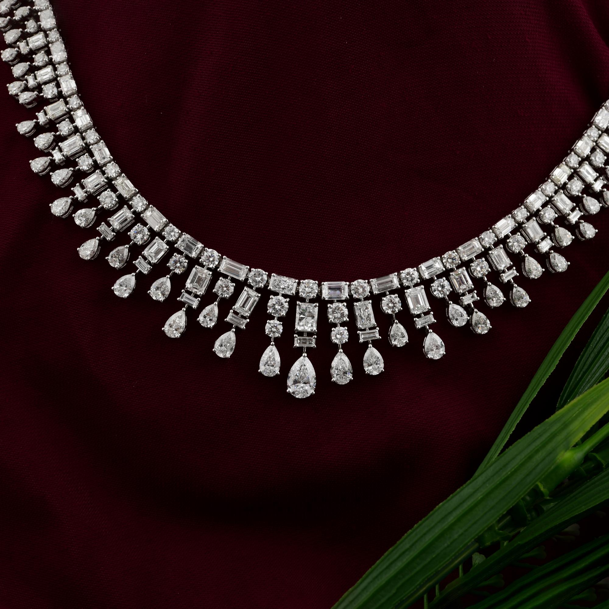 25,89 CTW Echte SI/H Diamant Choker Halskette 18k Weißgold Feiner Schmuck (Gemischter Schliff) im Angebot