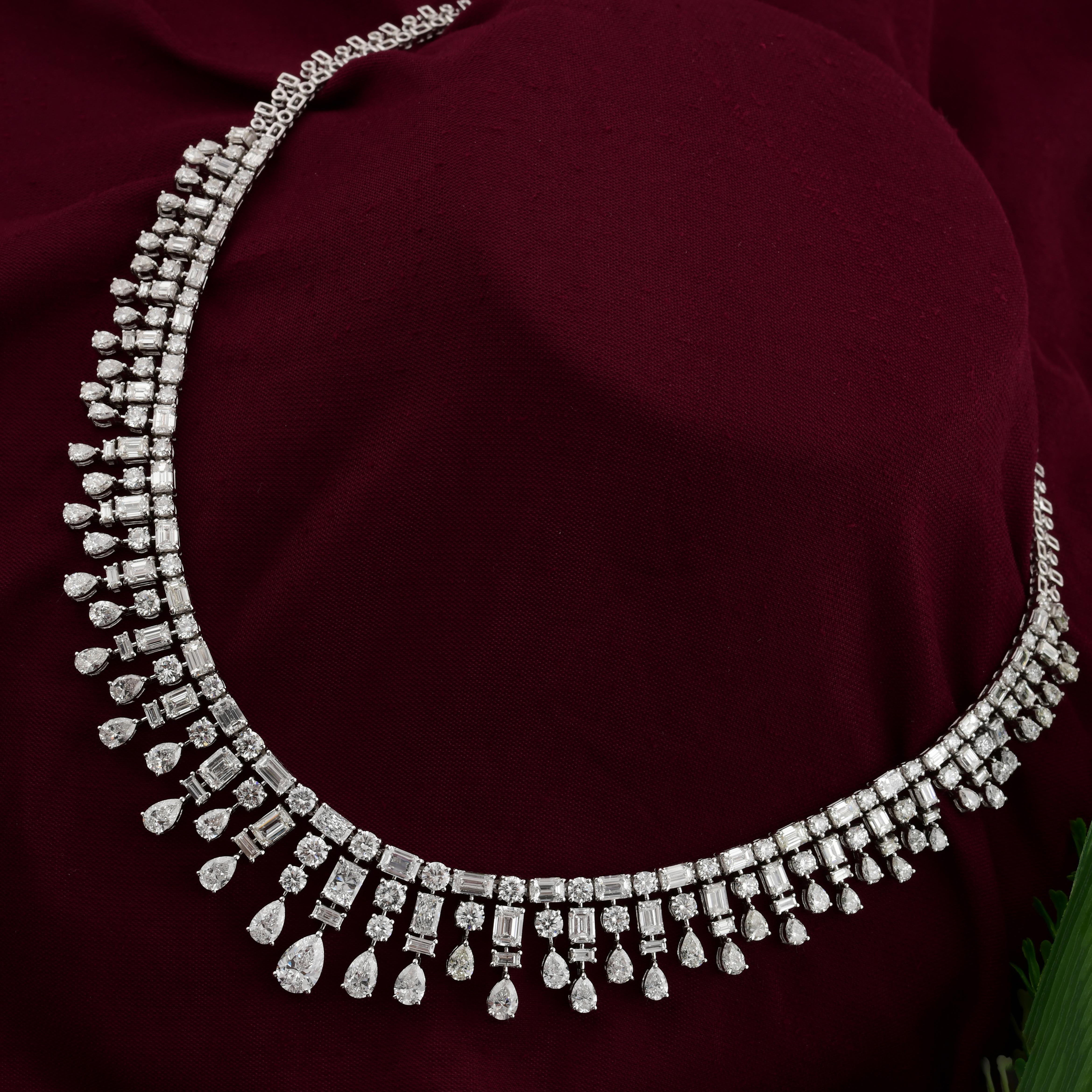25,89 CTW Echte SI/H Diamant Choker Halskette 18k Weißgold Feiner Schmuck im Zustand „Neu“ im Angebot in Diera, Dubai