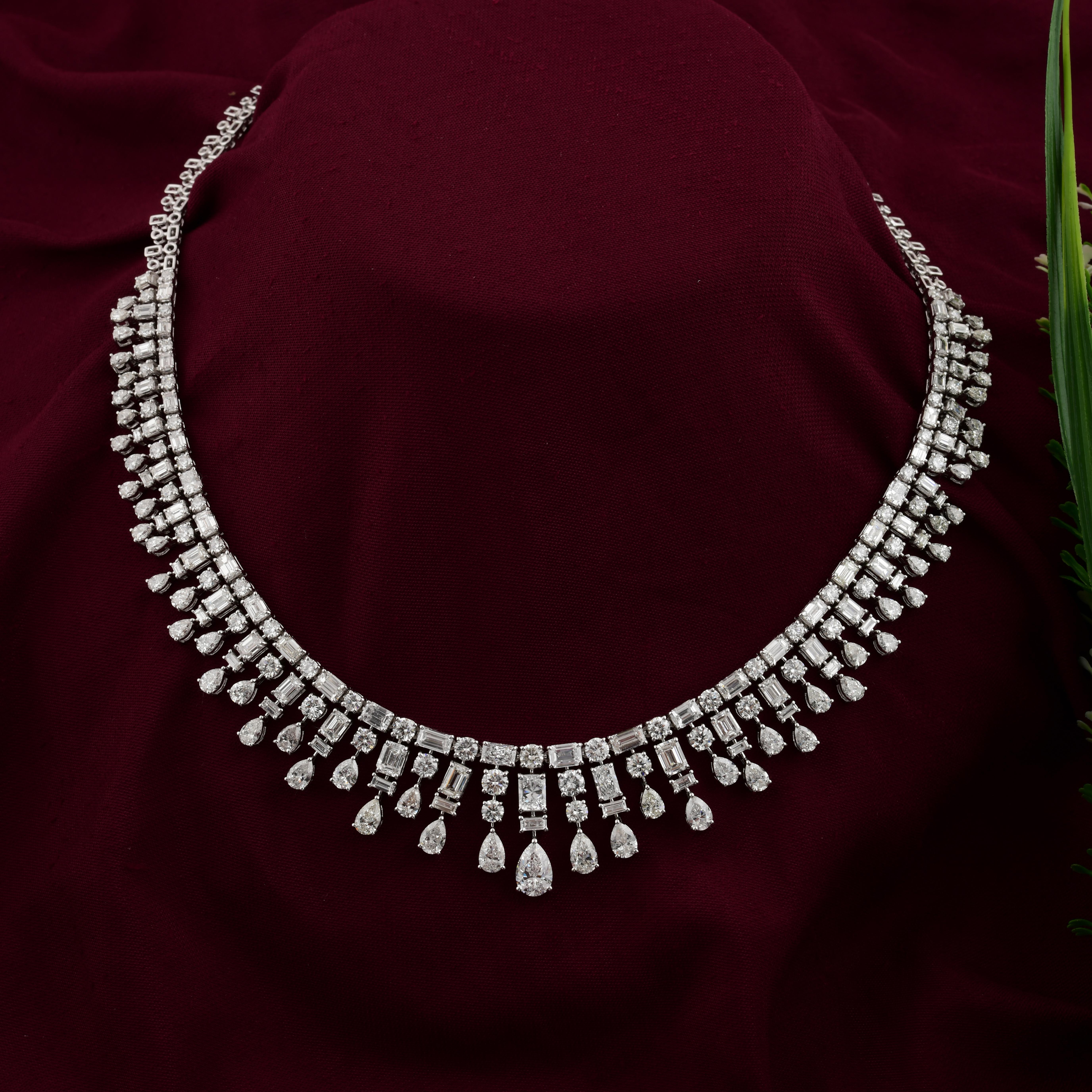 25,89 CTW Echte SI/H Diamant Choker Halskette 18k Weißgold Feiner Schmuck Damen im Angebot