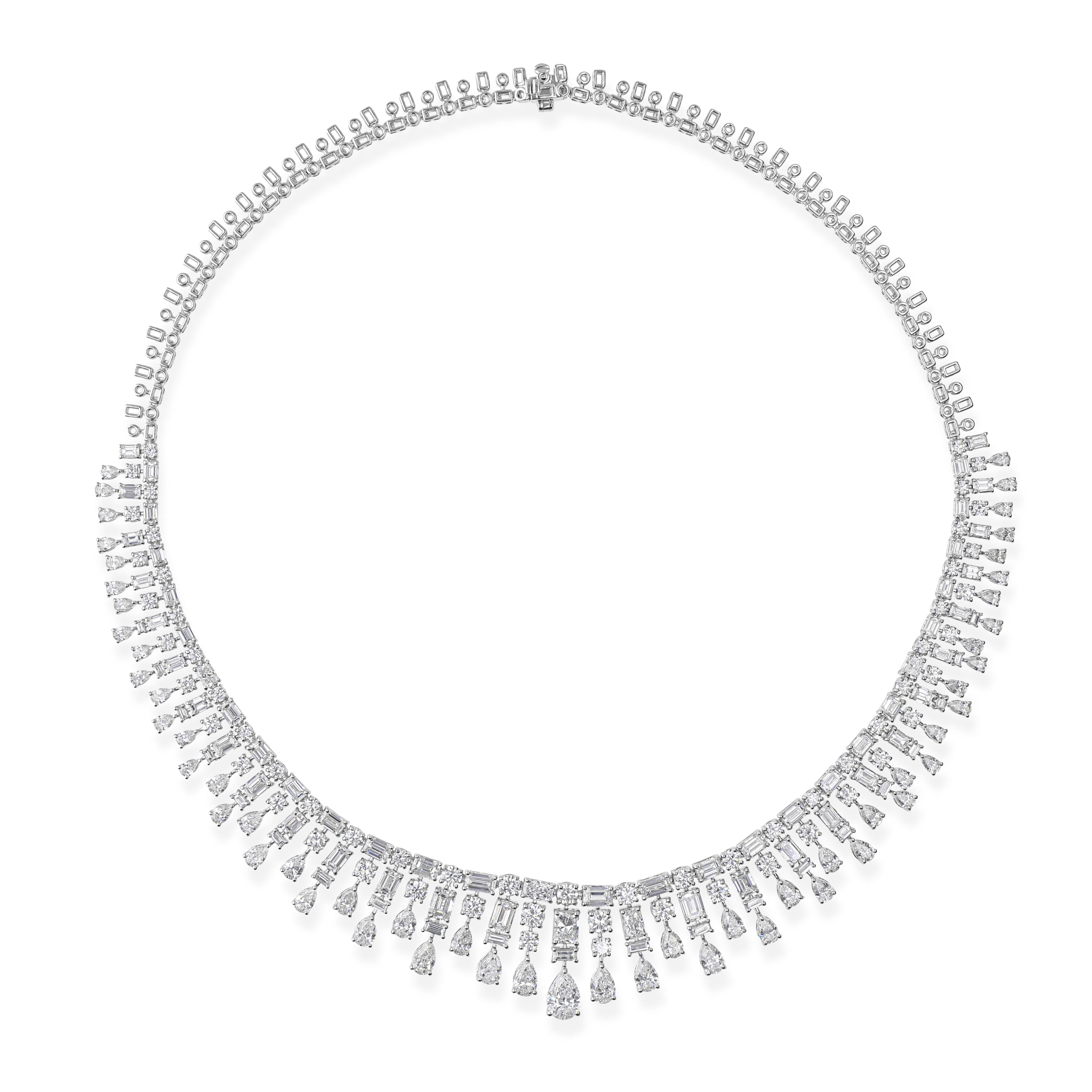 25,89 CTW Echte SI/H Diamant Choker Halskette 18k Weißgold Feiner Schmuck im Angebot 3