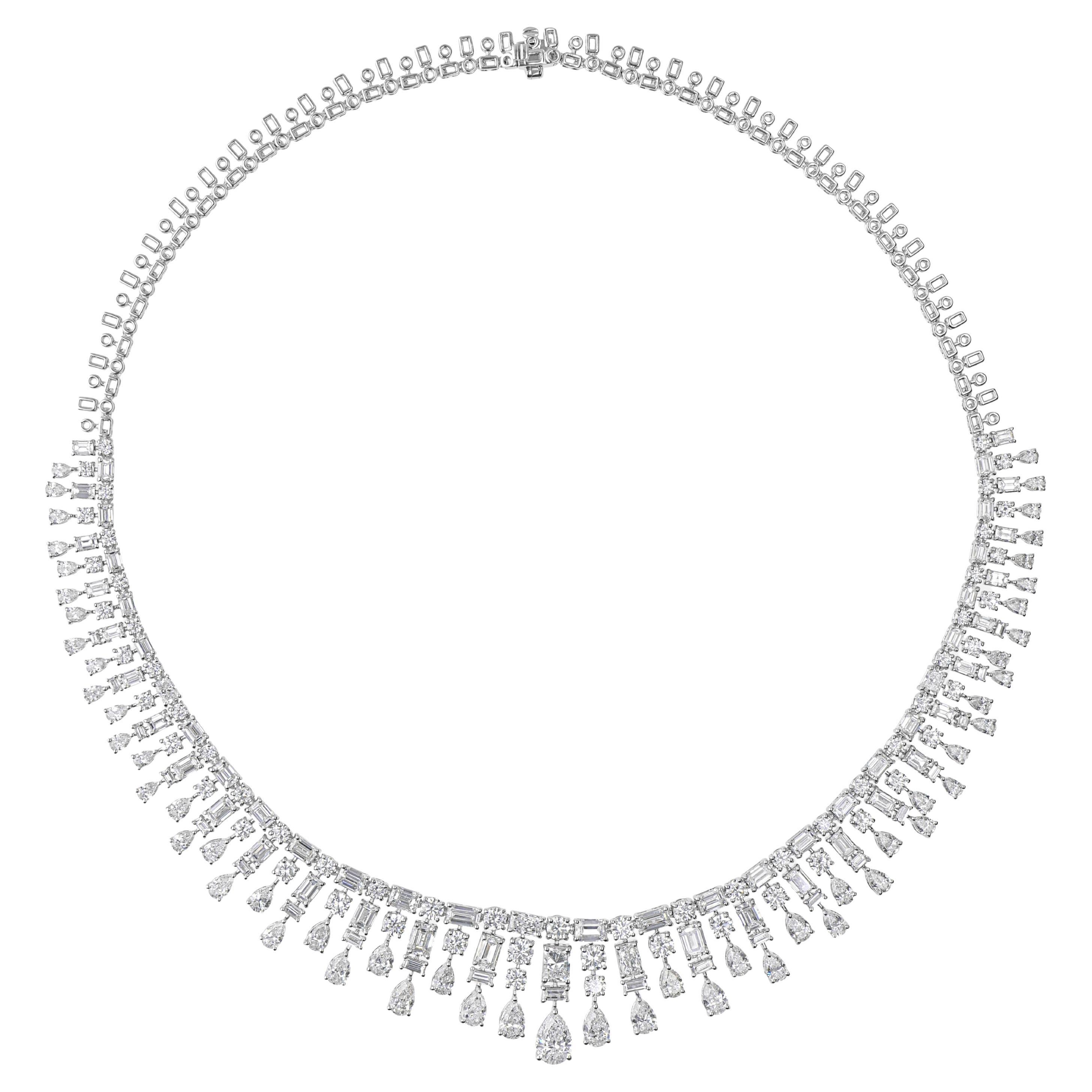 25,89 CTW Autentico SI/H Collana di diamanti a girocollo in oro bianco 18k Gioielli di pregio