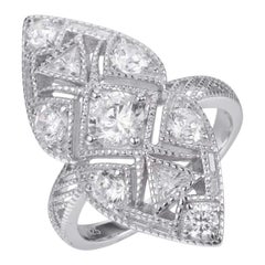 Bague de fiançailles de créateur avec plaque zirconia cubique d'inspiration Art déco de 2,58 carats