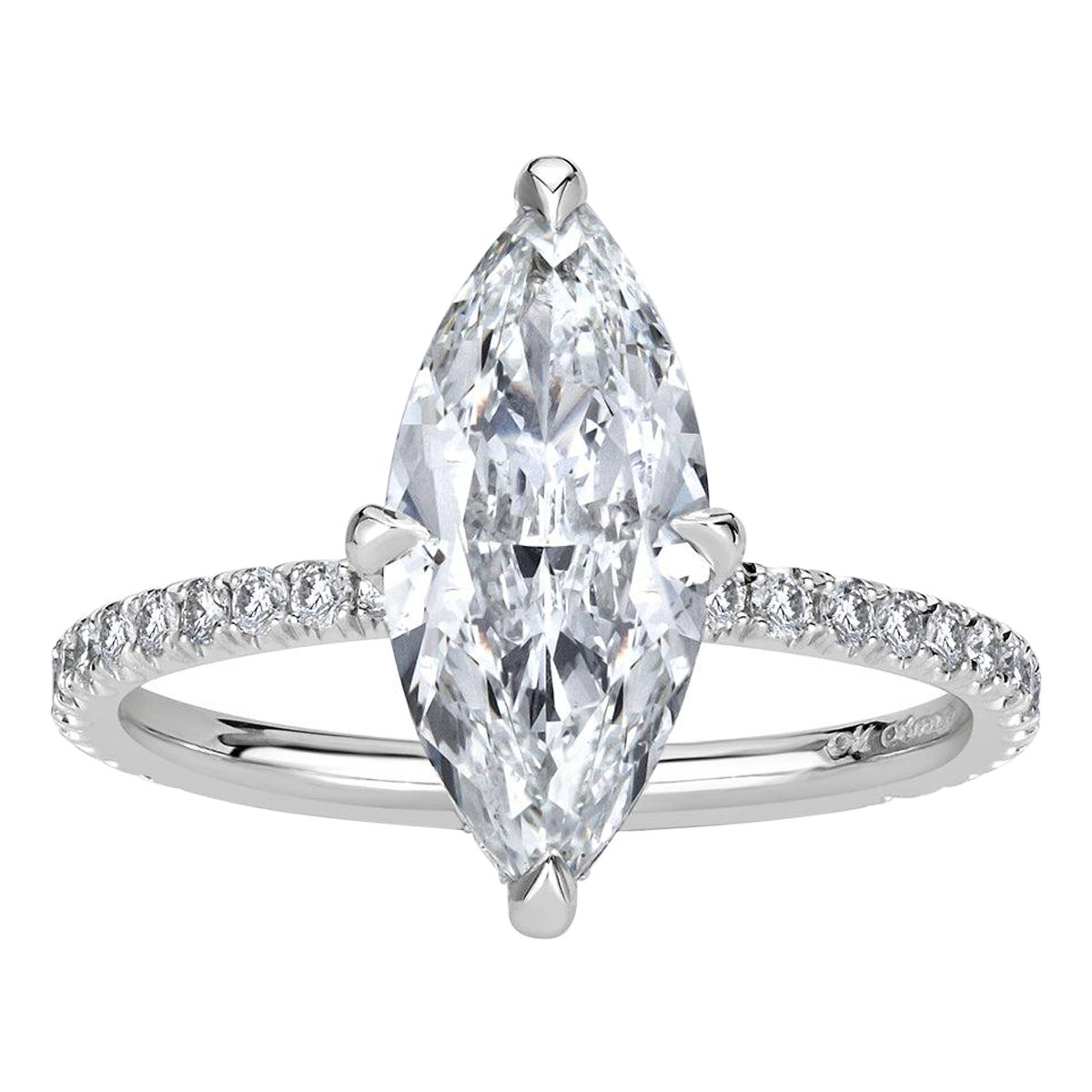 Bague de fiançailles en diamant taillé en marquise de 2.58ct