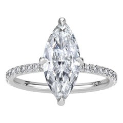 Bague de fiançailles en diamant taillé en marquise de 2.58ct