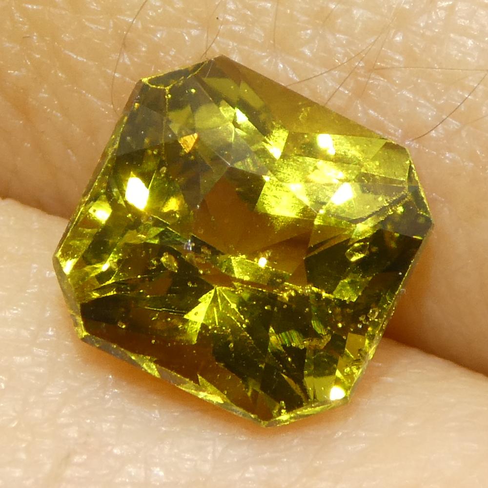 Crisoberilo amarillo verdoso de talla octogonal/esmeralda de 2,58 ct Certificado GIA Sin calentar en venta 7