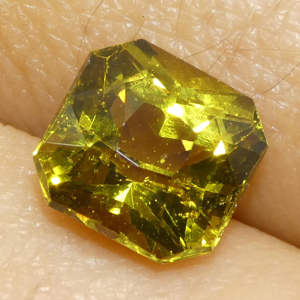 Crisoberilo amarillo verdoso de talla octogonal/esmeralda de 2,58 ct Certificado GIA Sin calentar en venta 8