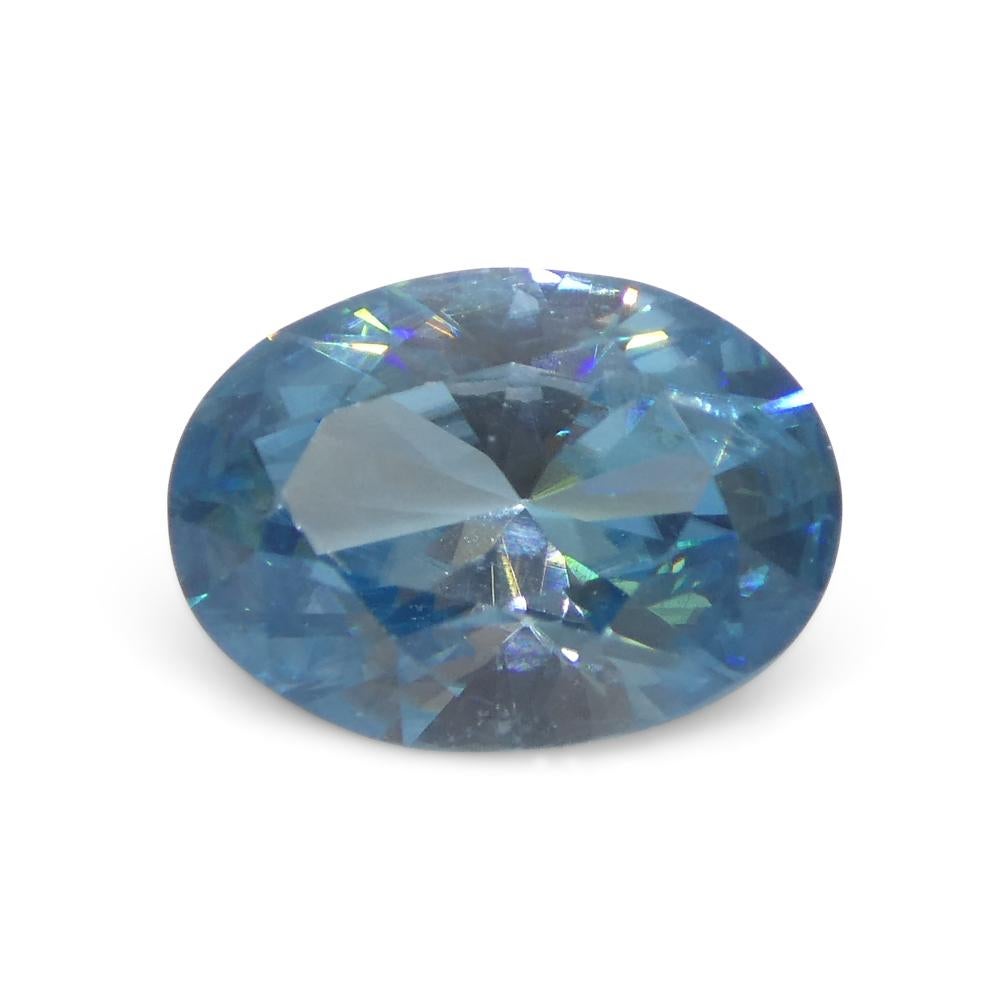 Zircon bleu ovale de 2.58ct taillé en diamant du Cambodge en vente 5