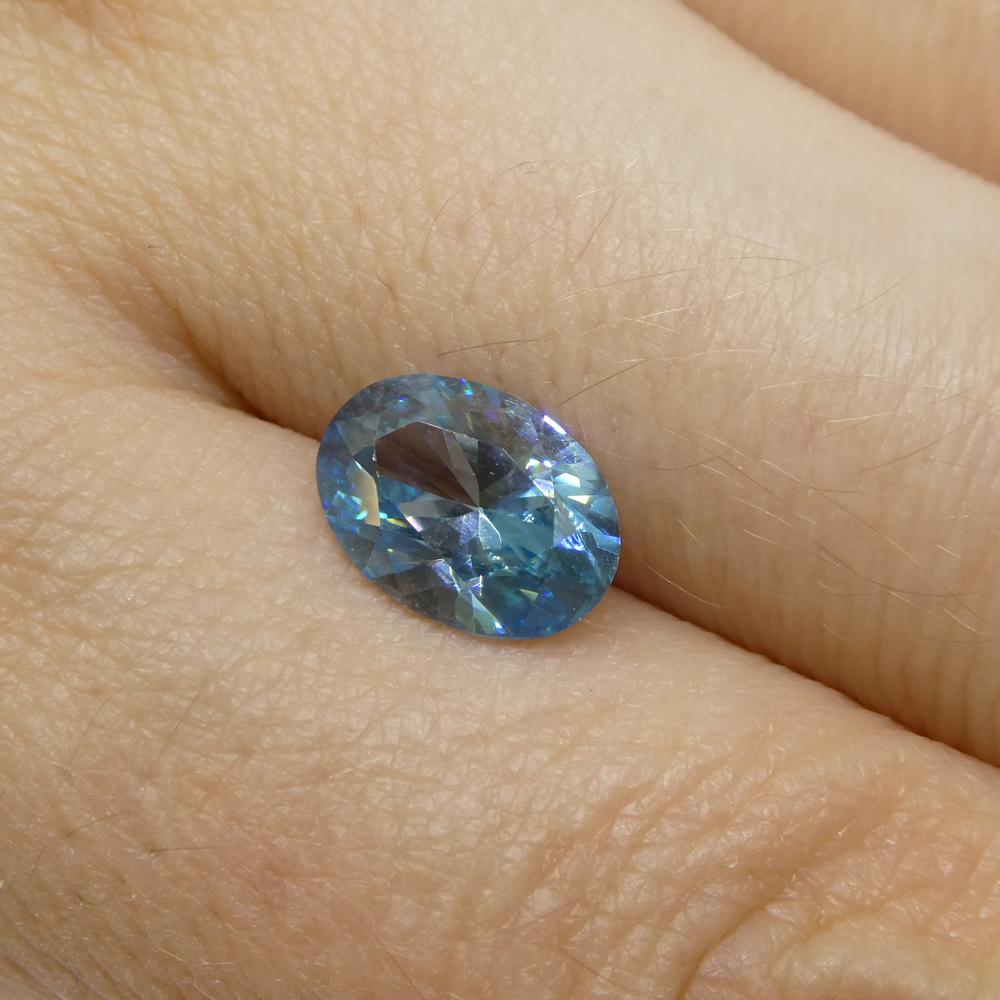 Zircon bleu ovale de 2.58ct taillé en diamant du Cambodge en vente 6