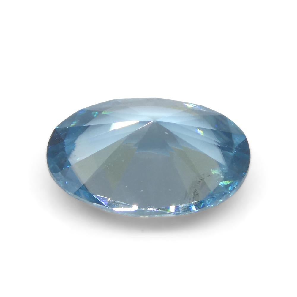 Zircon bleu ovale de 2.58ct taillé en diamant du Cambodge en vente 8