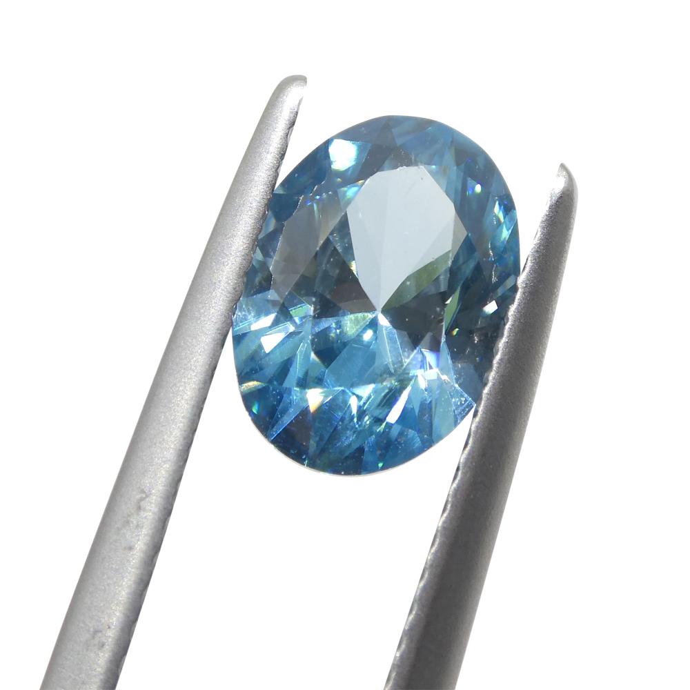 Brilliant Cut 2.58ct Oval Diamond Cut Blue Zircon from Cambodia For Sale