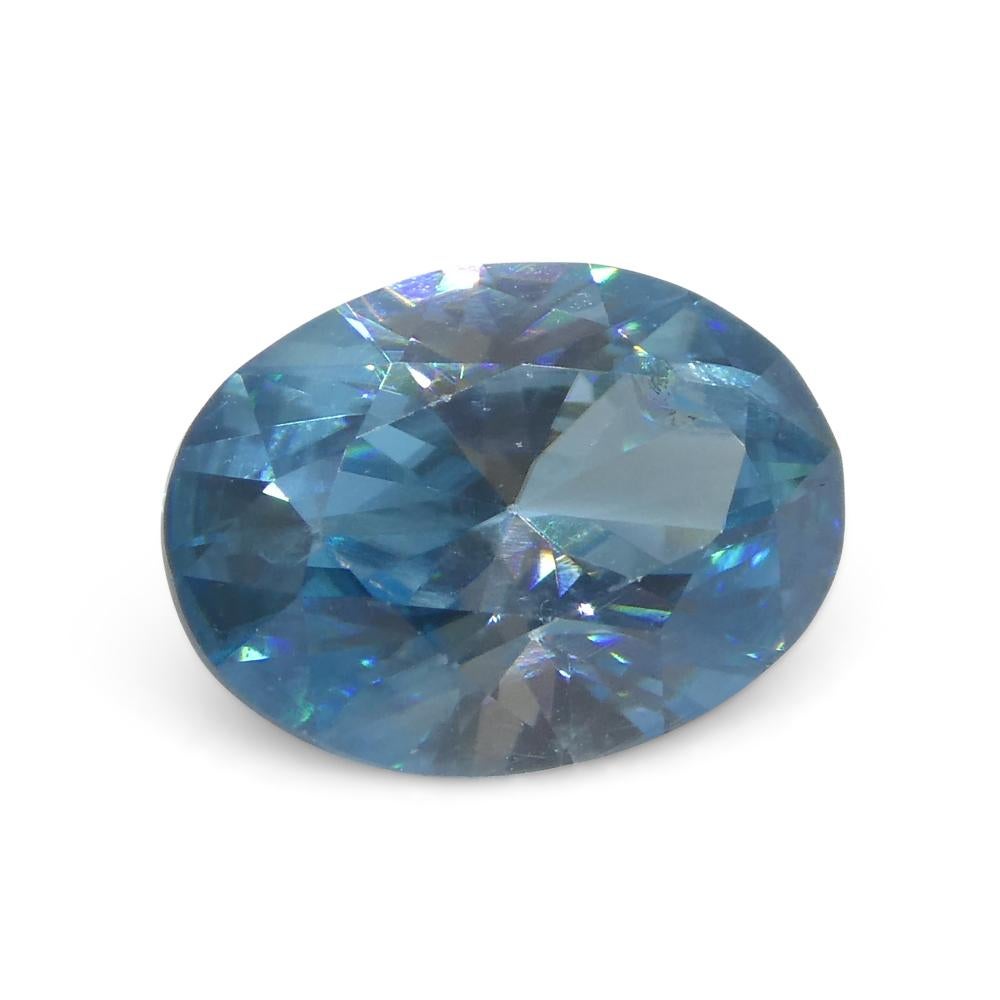 Zircon bleu ovale de 2.58ct taillé en diamant du Cambodge Neuf - En vente à Toronto, Ontario