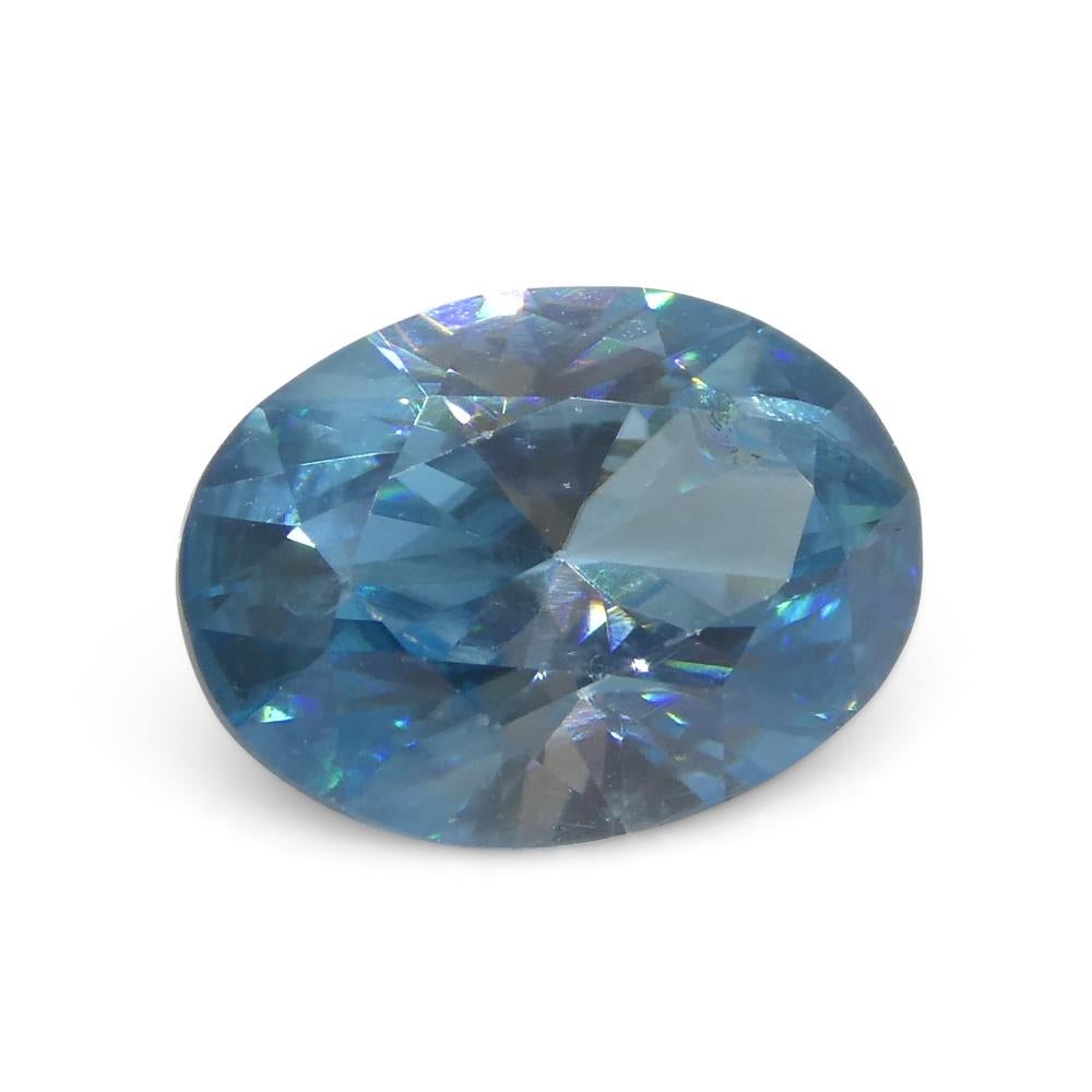 Women's or Men's 2.58ct Natural Earth Mined Oval Master Brilliant Cut Blue Zircon from Cambodia For Sale