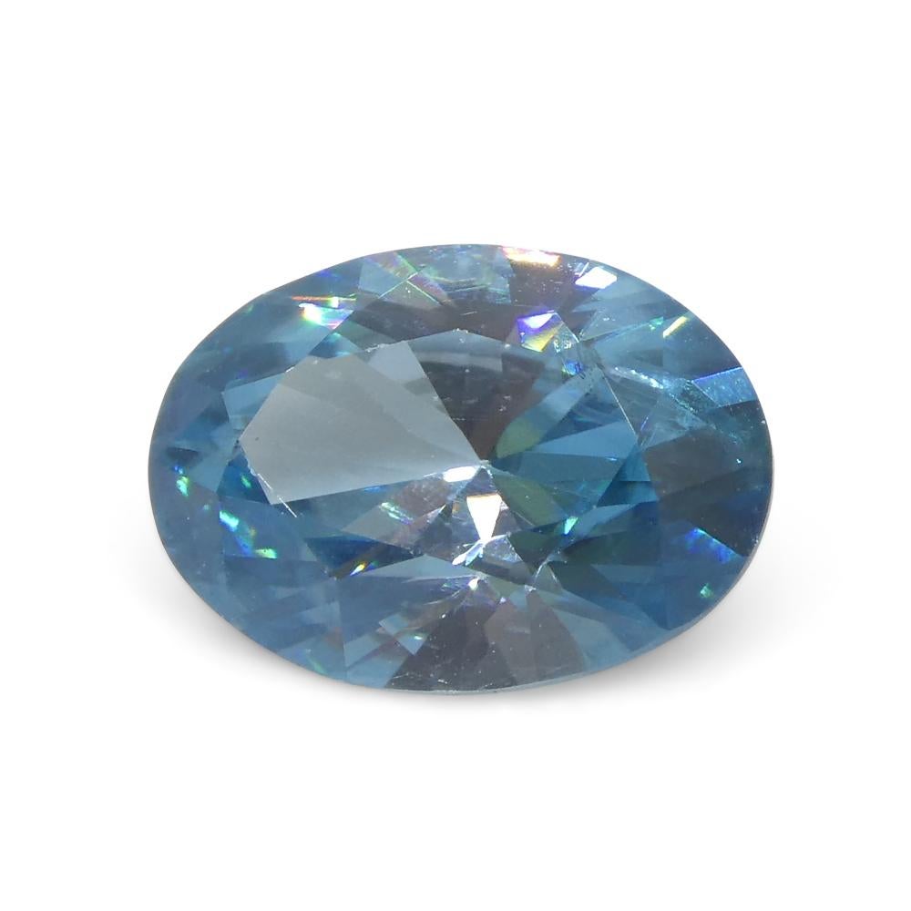 Zircon bleu ovale de 2.58ct taillé en diamant du Cambodge en vente 2