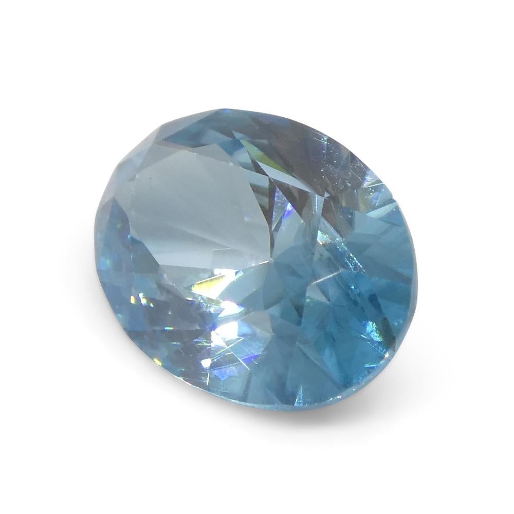 Zircon bleu ovale de 2.58ct taillé en diamant du Cambodge en vente 4