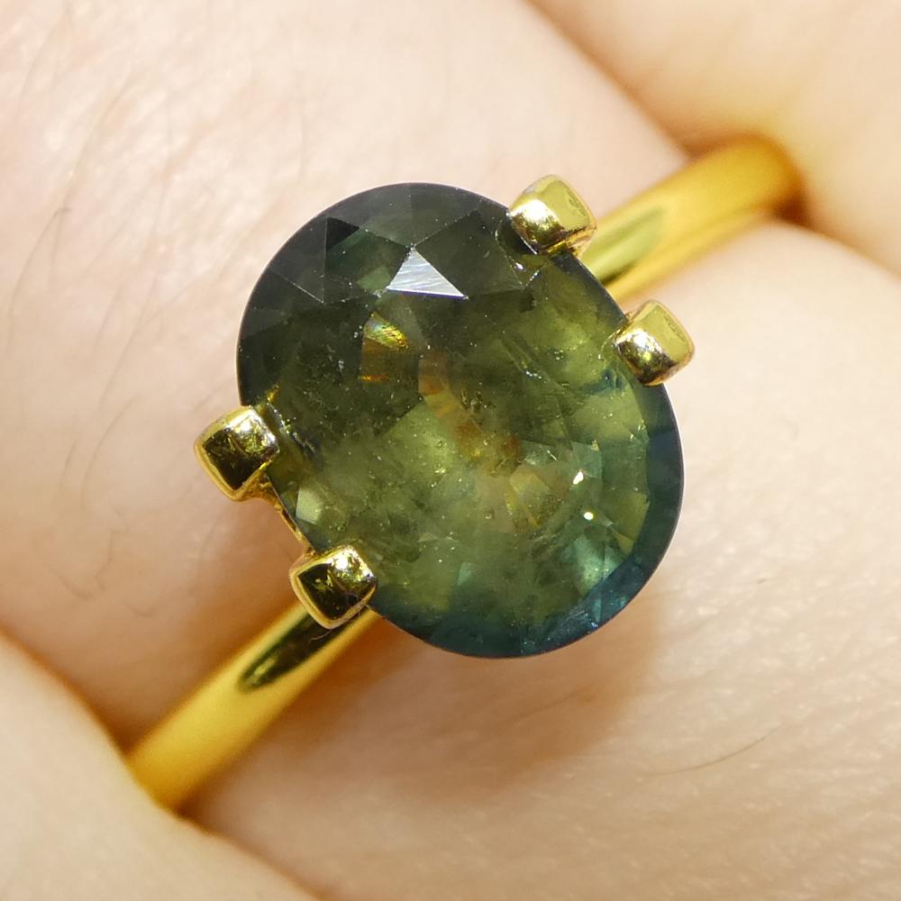 2,58 Karat ovaler blaugrüner Teal-Saphir aus Tansania (Ovalschliff) im Angebot