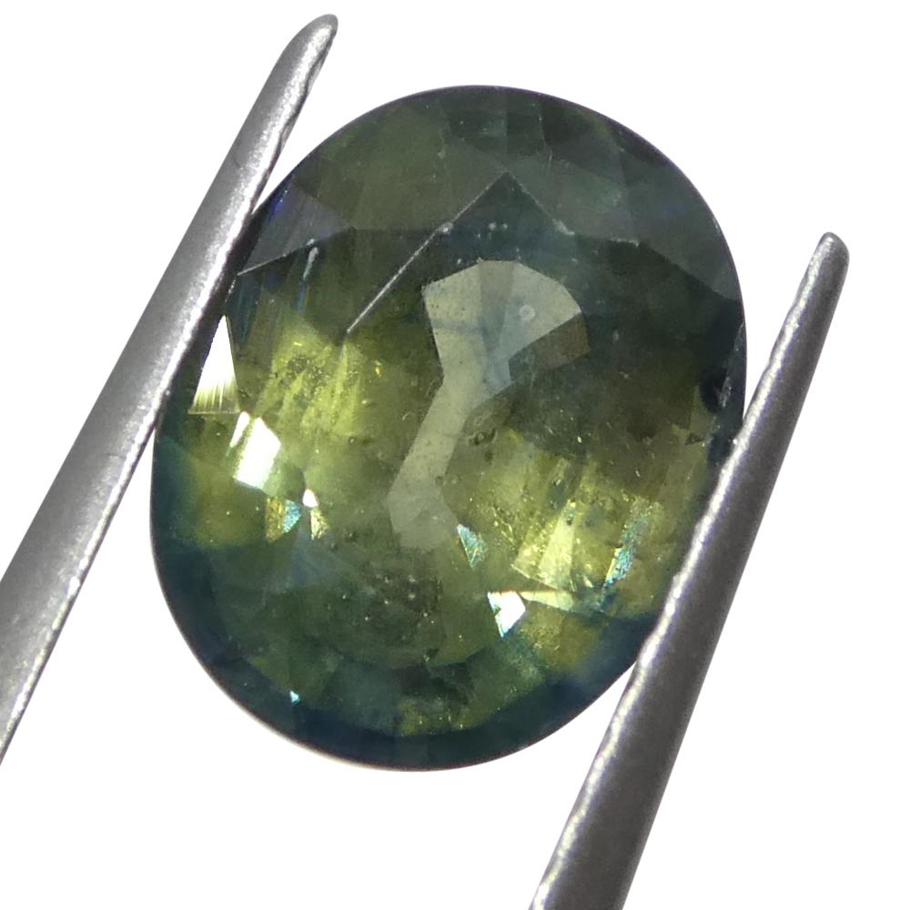 Beschreibung:

Edelstein-Typ: Saphir 
Anzahl von Steinen: 1
Gewicht: 2,58 ct.
Abmessungen: 9,13 x 7,11 x 4,65 mm
Die Form: Oval
Schliffart Krone: Modifizierter Brillantschliff
Schnittstil-Pavillon: Stufenschnitt 
Transparenz: Durchsichtig
Klarheit: