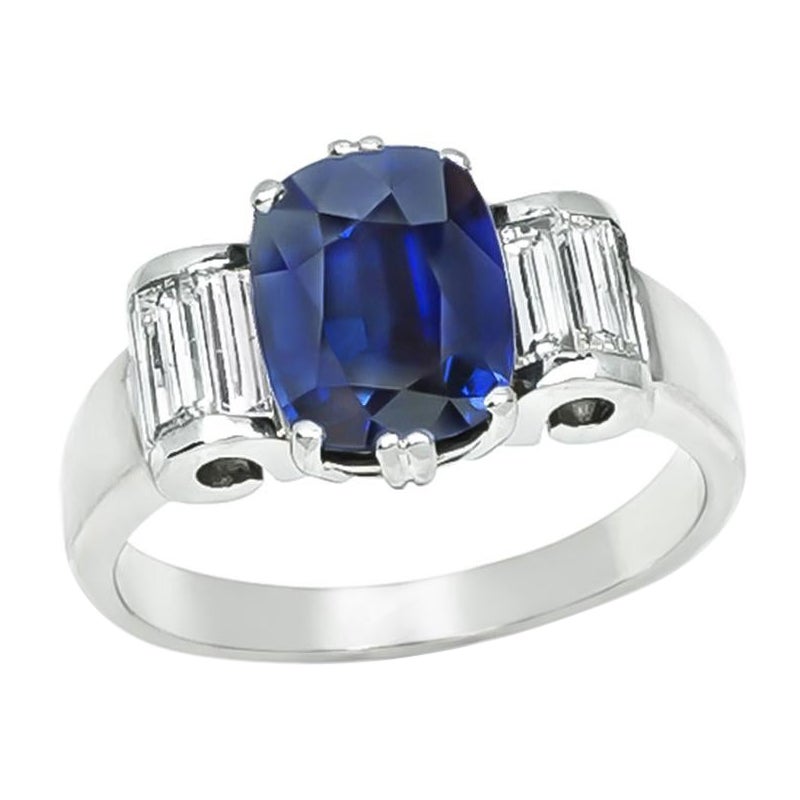 Bague de fiançailles saphir diamant 2,58ct