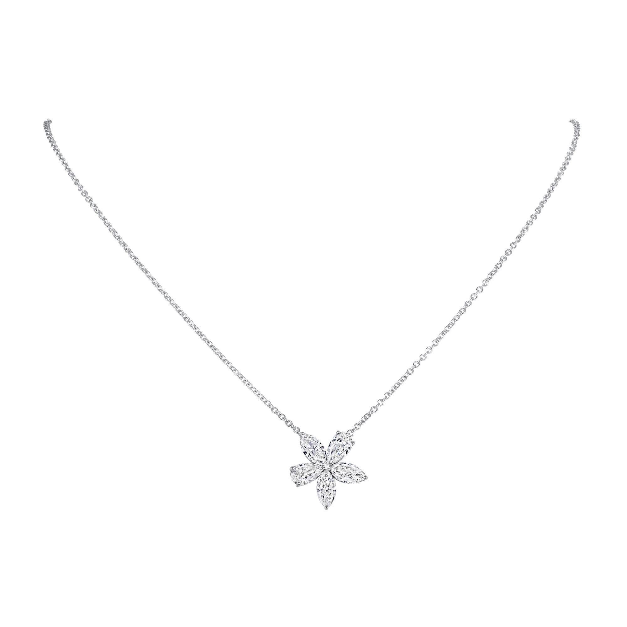 Ciondolo con diamante marquise e pera da 2,58 CTW in oro bianco 14K In condizioni Nuovo in vendita a San Francisco, CA