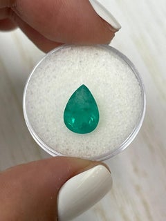 2.59 Carat 11x8 Green Colombian Emerald - Pear Cut Teardrop May Birthstone