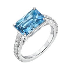 2.59 Carat Aquamarine Diamond Platinum Ring - Merkaba Jewelry Beverly Hills