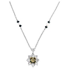 Used 2.59 Carat ‘CHAMELEON‘ and White Diamond Pendant Necklace 18K Gold GIA Cert.