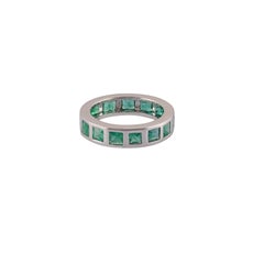2.59 Carat Clear Emerald classic Band in 18k White Gold