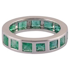 2.59 Carat Clear Emerald classic Band in 18k White Gold