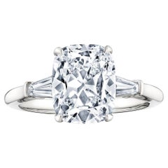 2.59 Carat Cushion Brilliant Platinum Diamond Engagement Ring