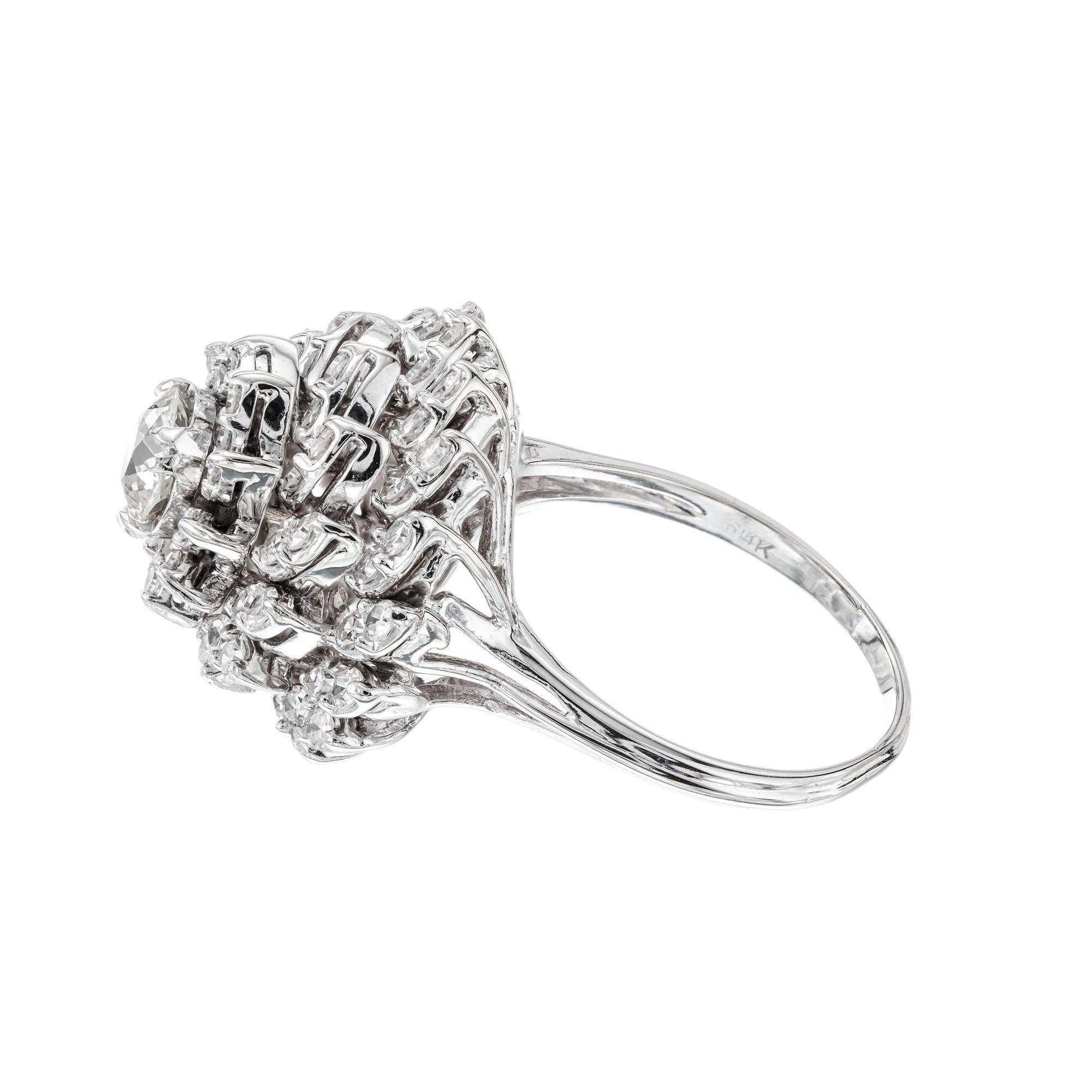2.59 Carat Diamond Petal White Gold Cocktail Ring In Good Condition For Sale In Stamford, CT