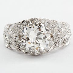 Old European Diamond Flexible Engagement Ring 2.50 Carat F-VVS2 GIA
