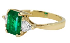 2.59 Carat Green Emerald and Trillion Diamond Three-Stone Engagement Ring