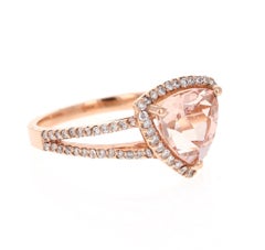 2.59 Carat Natural Morganite Diamond 14 Karat Rose Gold Cocktail Ring