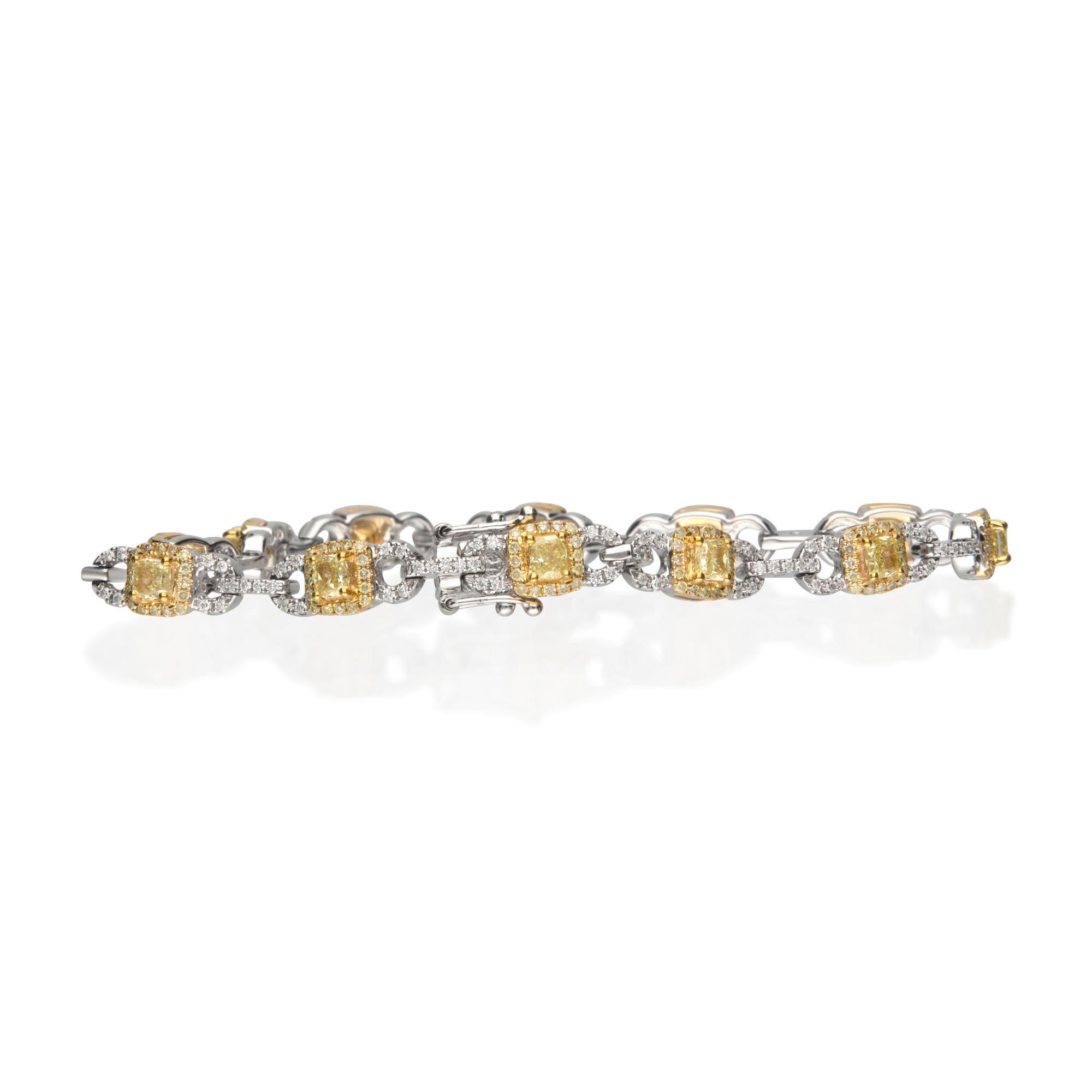  Gin & Grace 14K zweifarbiges Armband aus Gold mit natürlichen Diamanten (I1) für Damen. (Art déco) im Angebot