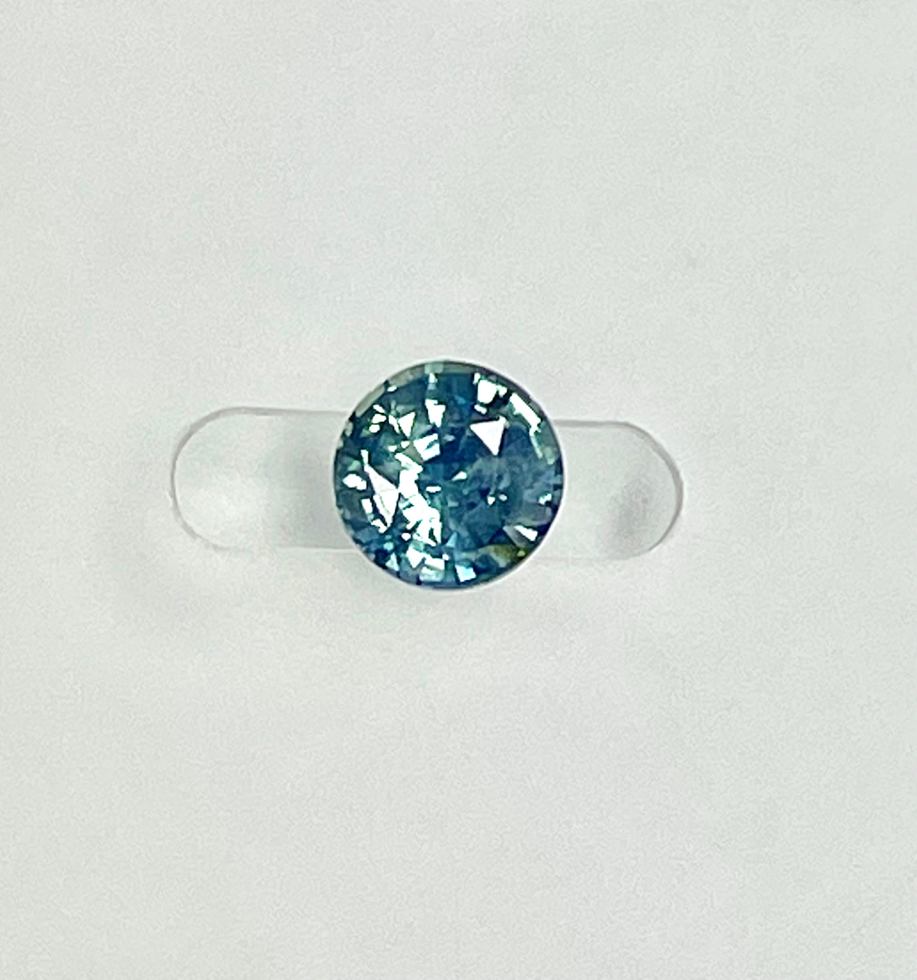 Round Cut 2.59 Ct GiA certified Blueish green Round sapphire  For Sale