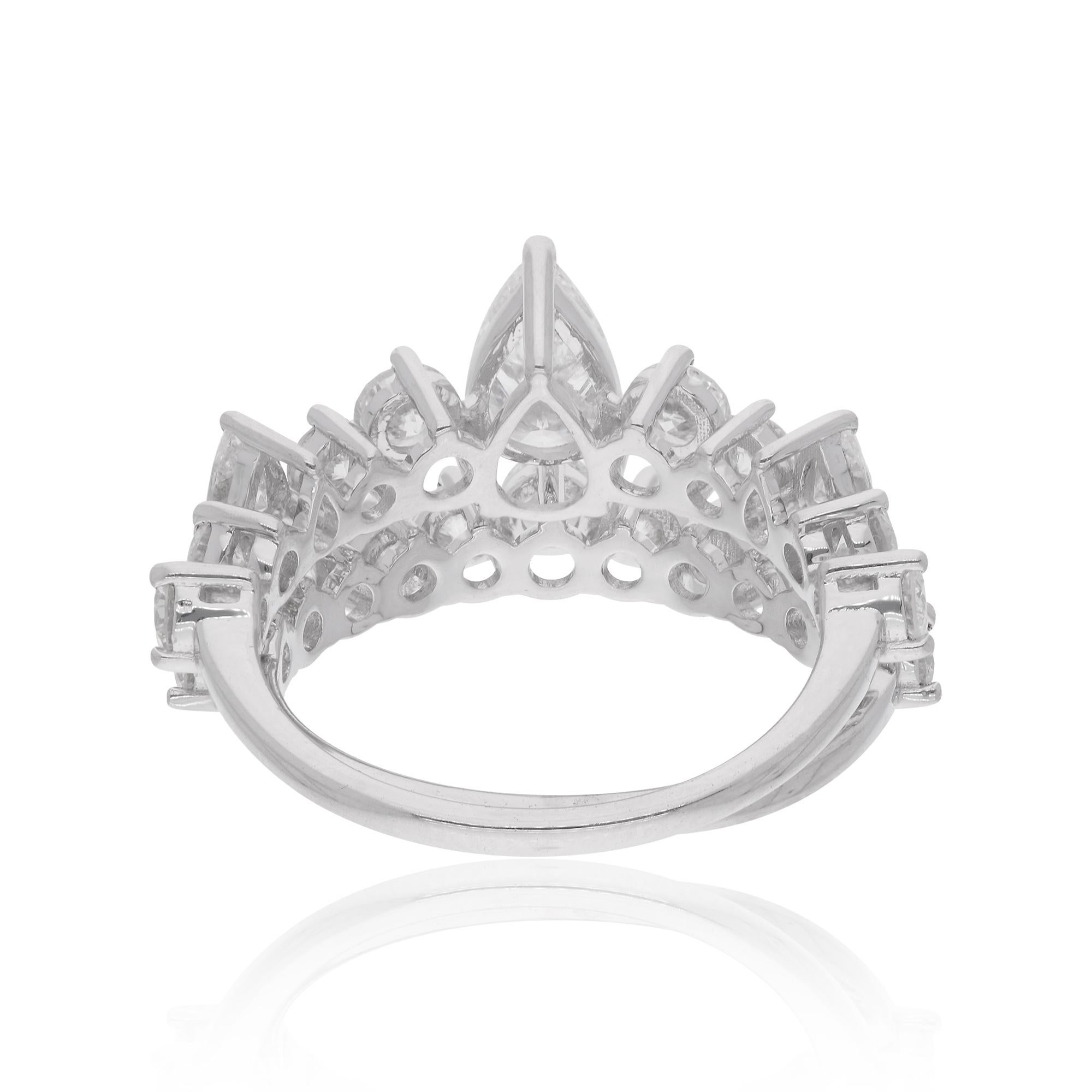 2.59 Ct. Pear & Round Diamond Wedding Two Rings Set 18 Karat White Gold Jewelry For Sale 1