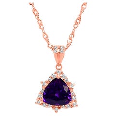 2.590 cts Trillion shape Amethyst 18K ROSE GOLD PLATED OVER 925 SILVER