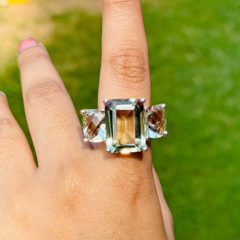 in vendita:  25,90 CTW Anello con tre pietre di ametista verde in argento Sterling Regalo per la nonna 4