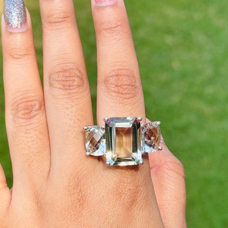 in vendita:  25,90 CTW Anello con tre pietre di ametista verde in argento Sterling Regalo per la nonna 7