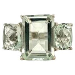 Bague à trois pierres d'améthyste verte 25,90 ct. pt. en argent sterling cadeau pour grand-mère