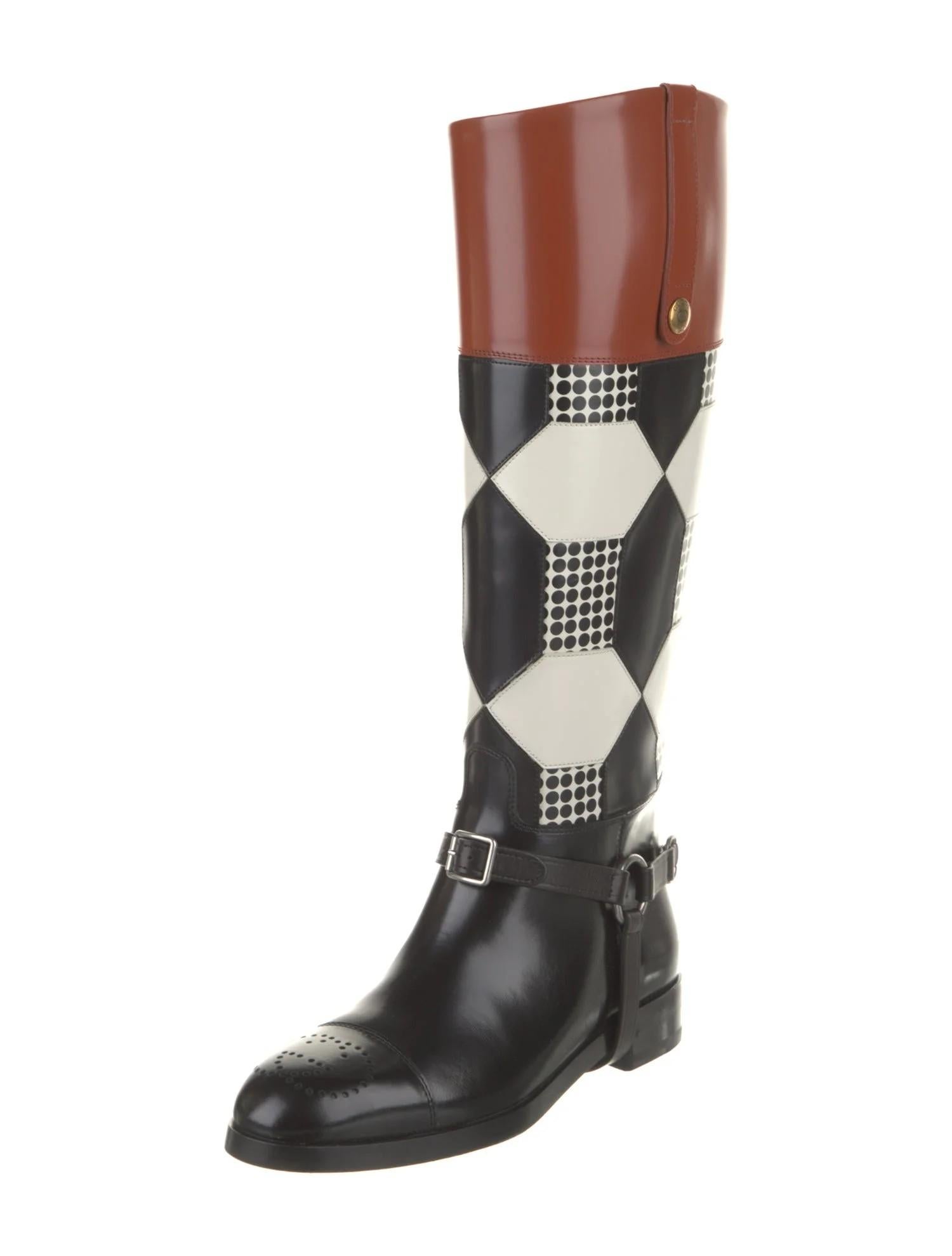 2595 $ Nuevo sin caja Gucci Otoño 2021 Alessandro Michele Botas de montar de cuero Sz 38.5 Negro en venta